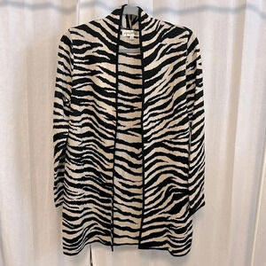 Animal Print Long Cardigan  Wool Blend, Size M